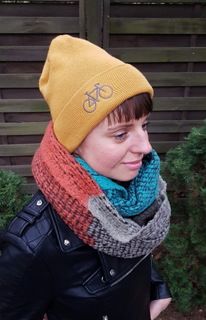 Czapka zimowa Stylówa.PRO WinterBike Musztarda/Szary