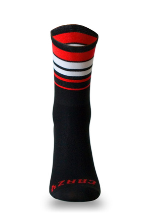 Skarpetki kolarskie Crazybiker Red White Stripes Czarne