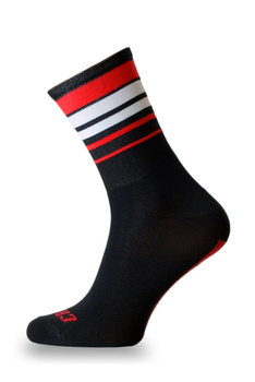 Skarpetki kolarskie Crazybiker Red White Stripes Czarne