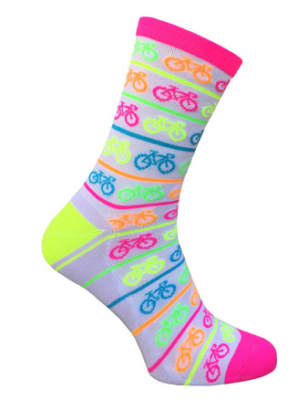 Skarpetki kolarskie Stylówa.PRO FluoRowe białe